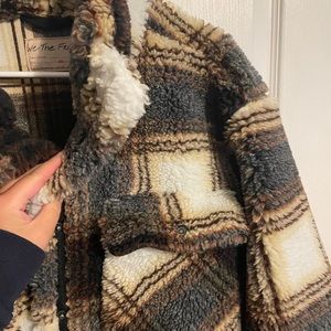 Plaid sherpa We The Free full length coat